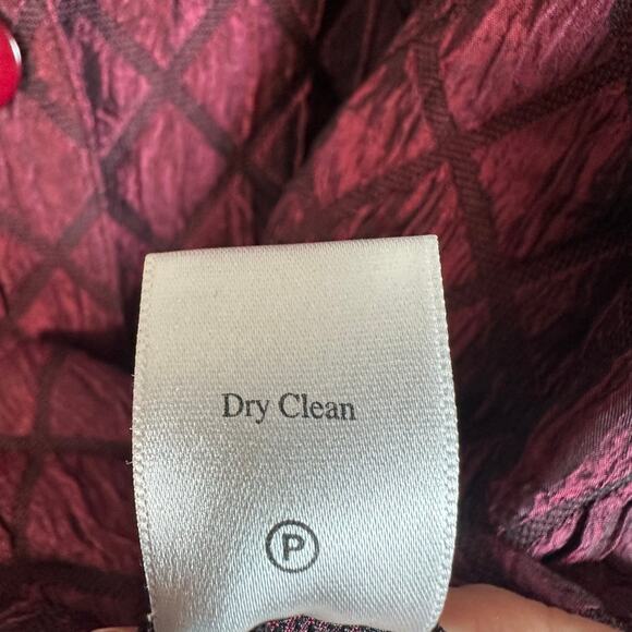 Coldwater creek burgundy quilted jacket blazer satin button up vamp plus size - Picture 7 of 10